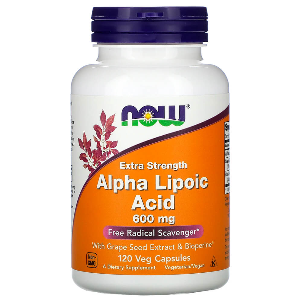 NOW Нормалізація рівня цукру та детоксикація печінки Alpha Lipoic Acid Plus 600mg 120 caps