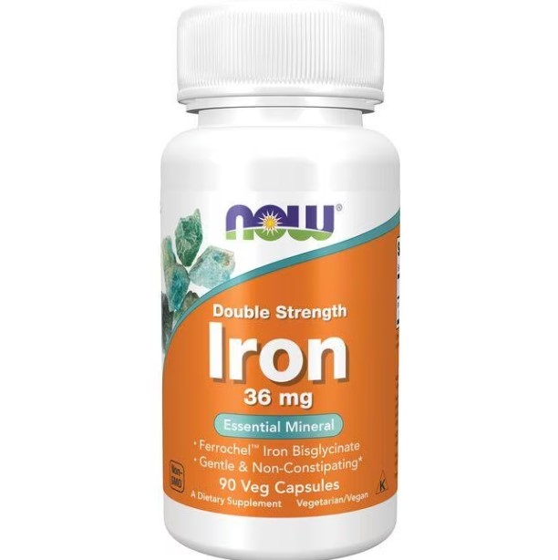 NOW Мінерали Iron, 36 mg, 90 Veg Capsules